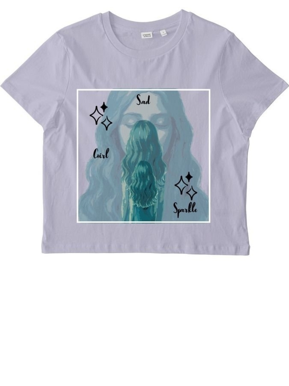 Sad Girl Sparkle Graphic Tee - Lavender